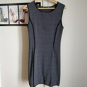 Spandex black & white stripes dress